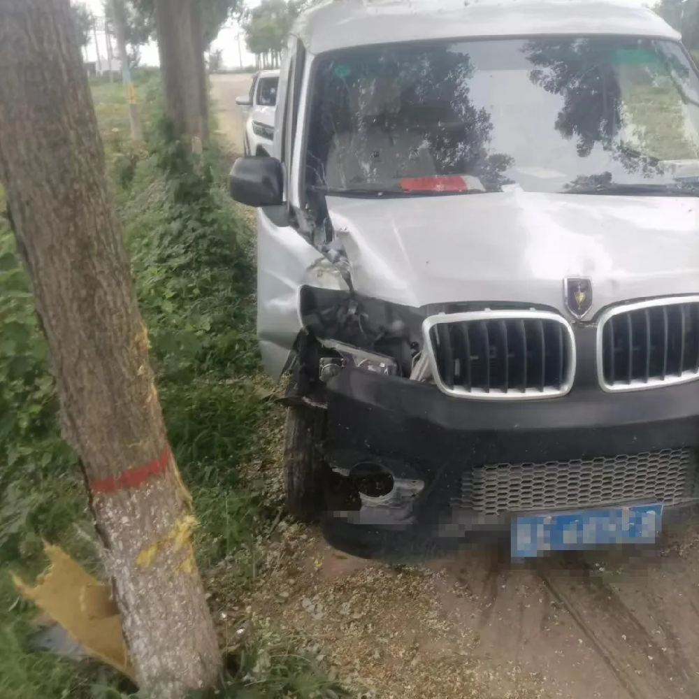 陕西省渭南市标的车驾驶员操作失误剐蹭到路边树木